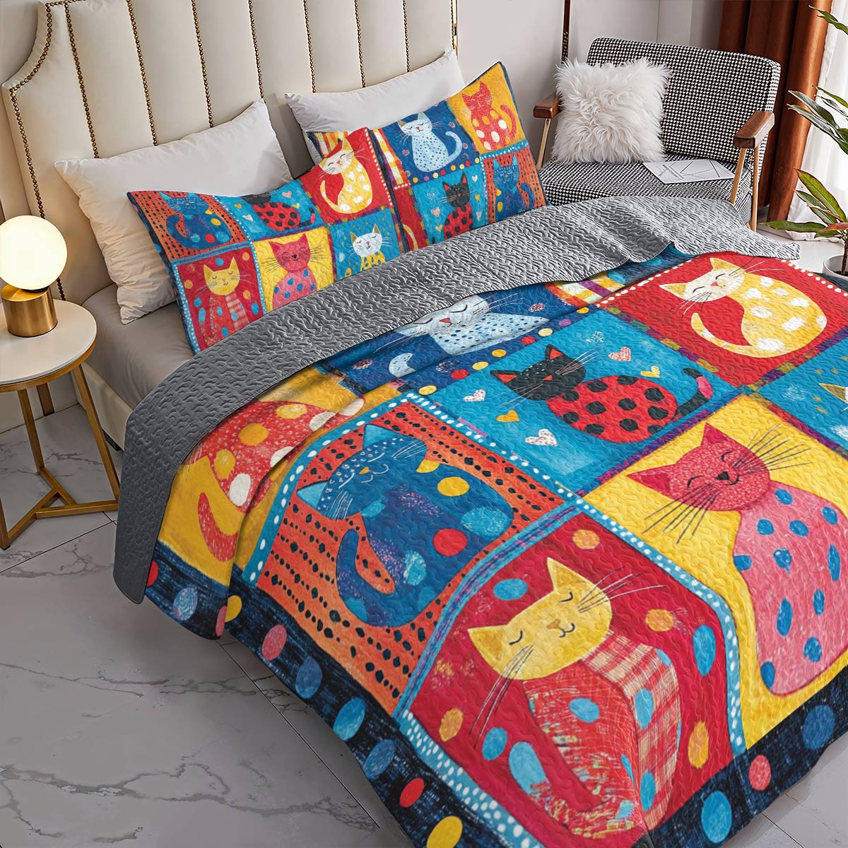 Shineful All Season Quilt 3-Piece Set Purrfect Pals