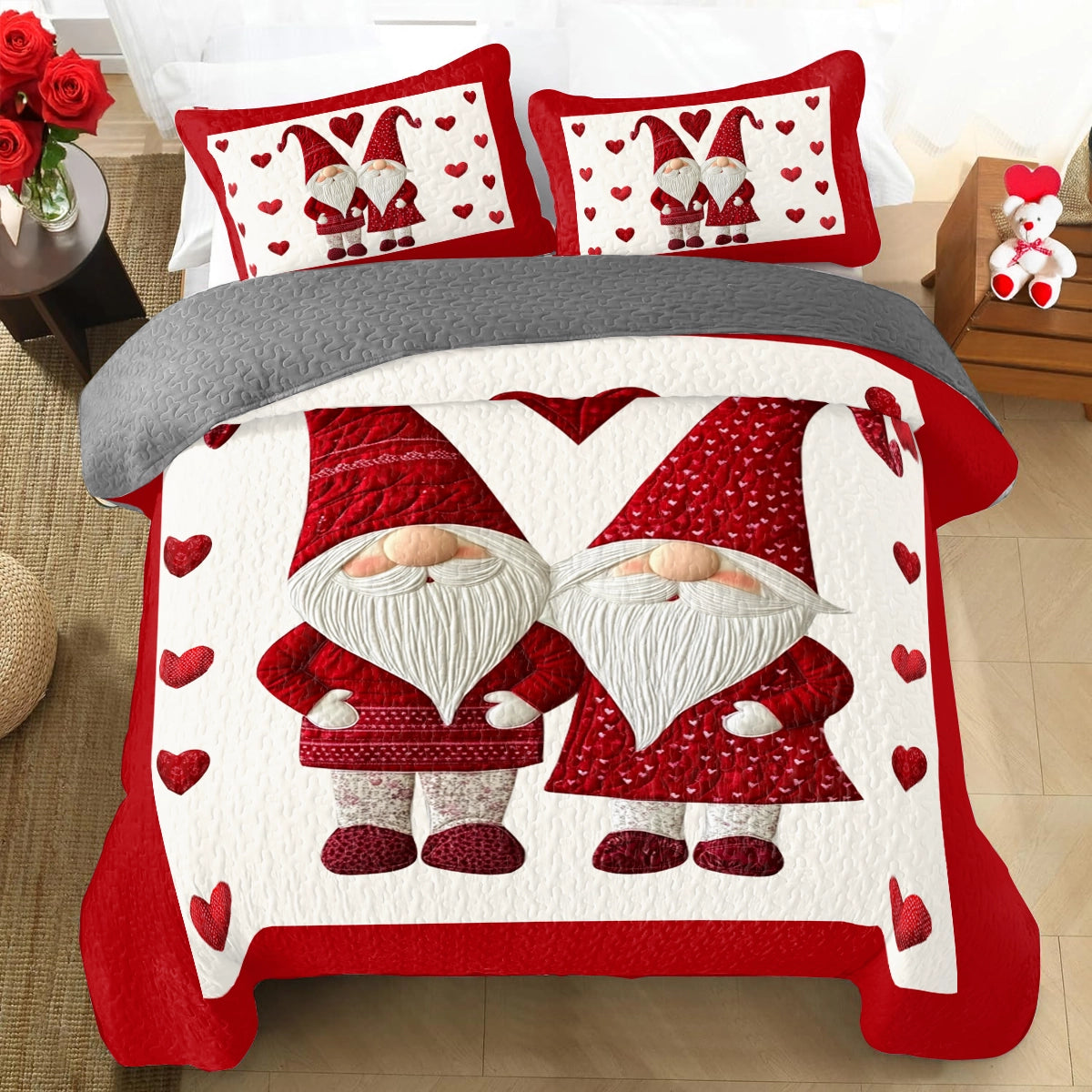 Shineful All Season Quilt 3-Piece Set Cozy Gnome Love