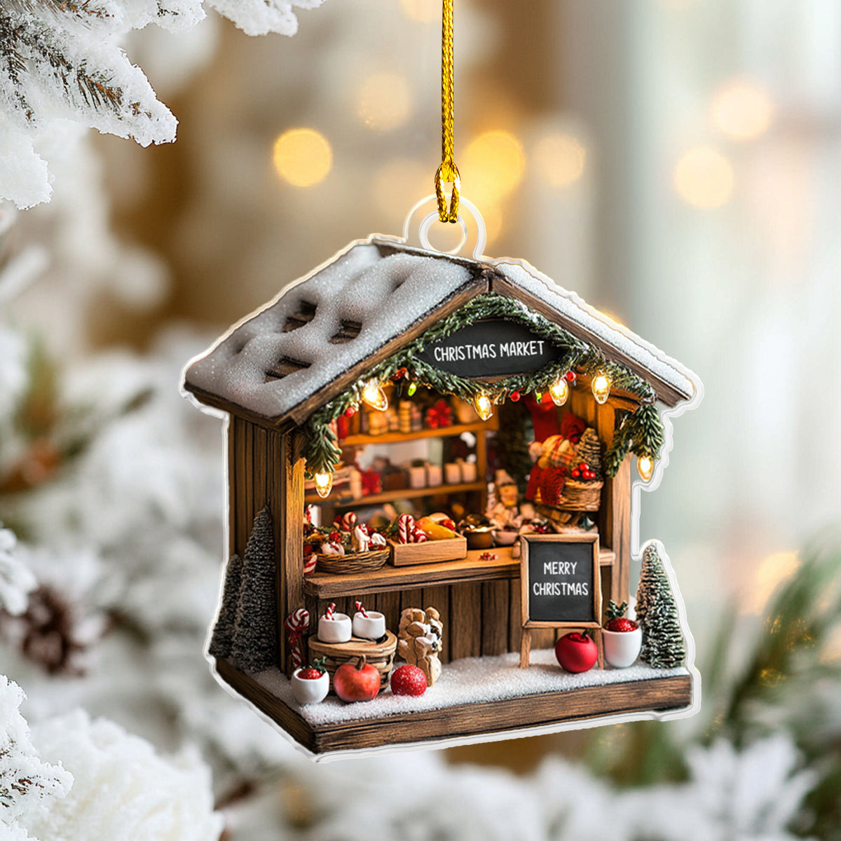 Shineful 2D Acrylic Ornament - Christmas Market Stall