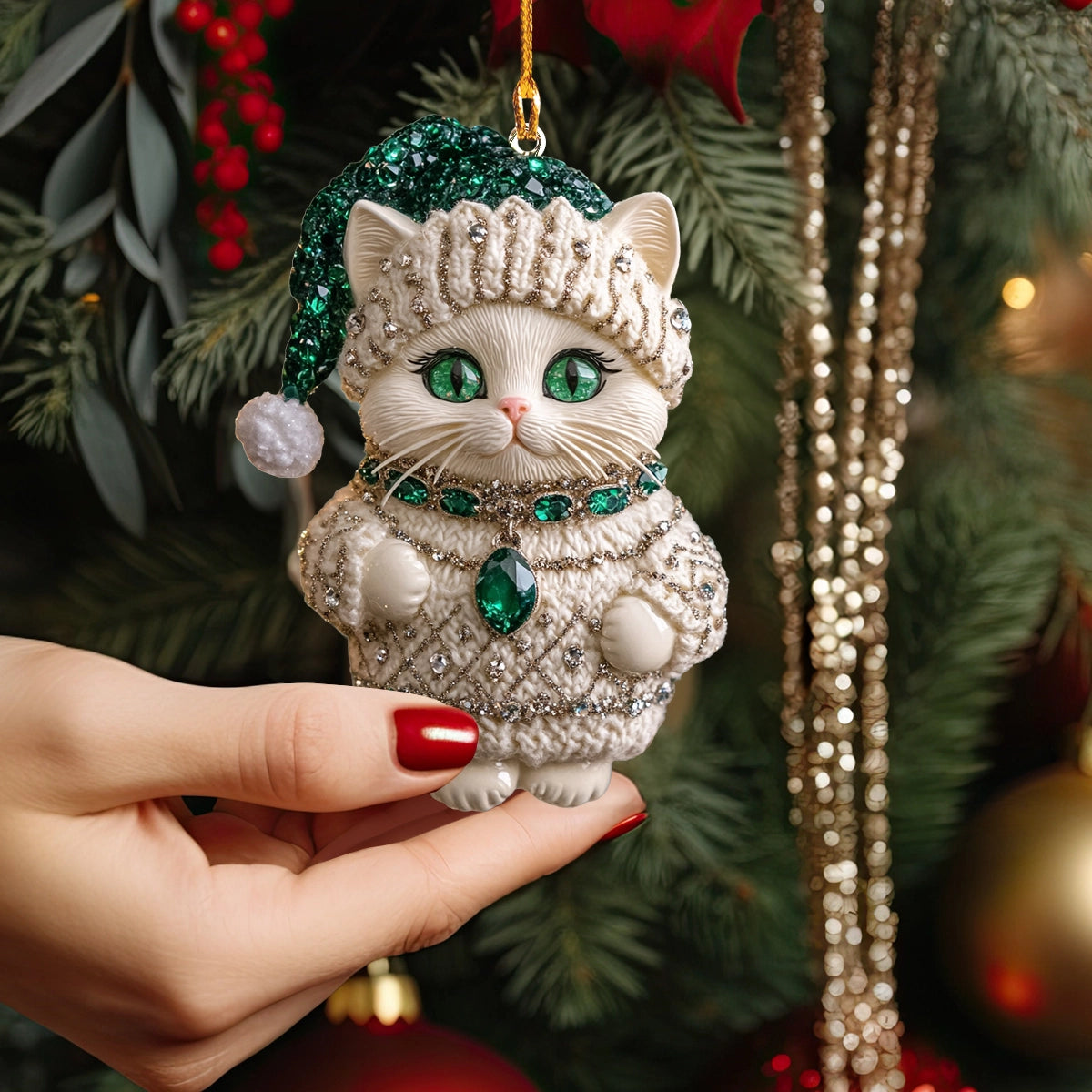 Shineful 2D Acrylic Ornament Emerald Purrfection Kitty