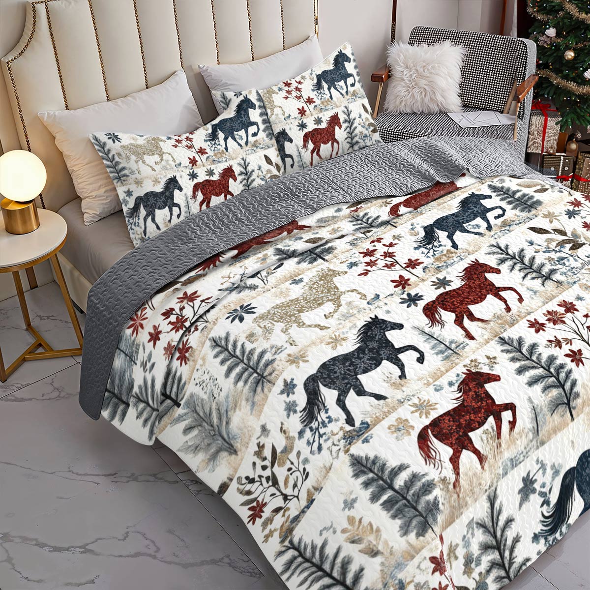 Shineful All Season Quilt 3-Piece Set Gentle Horse Lovely