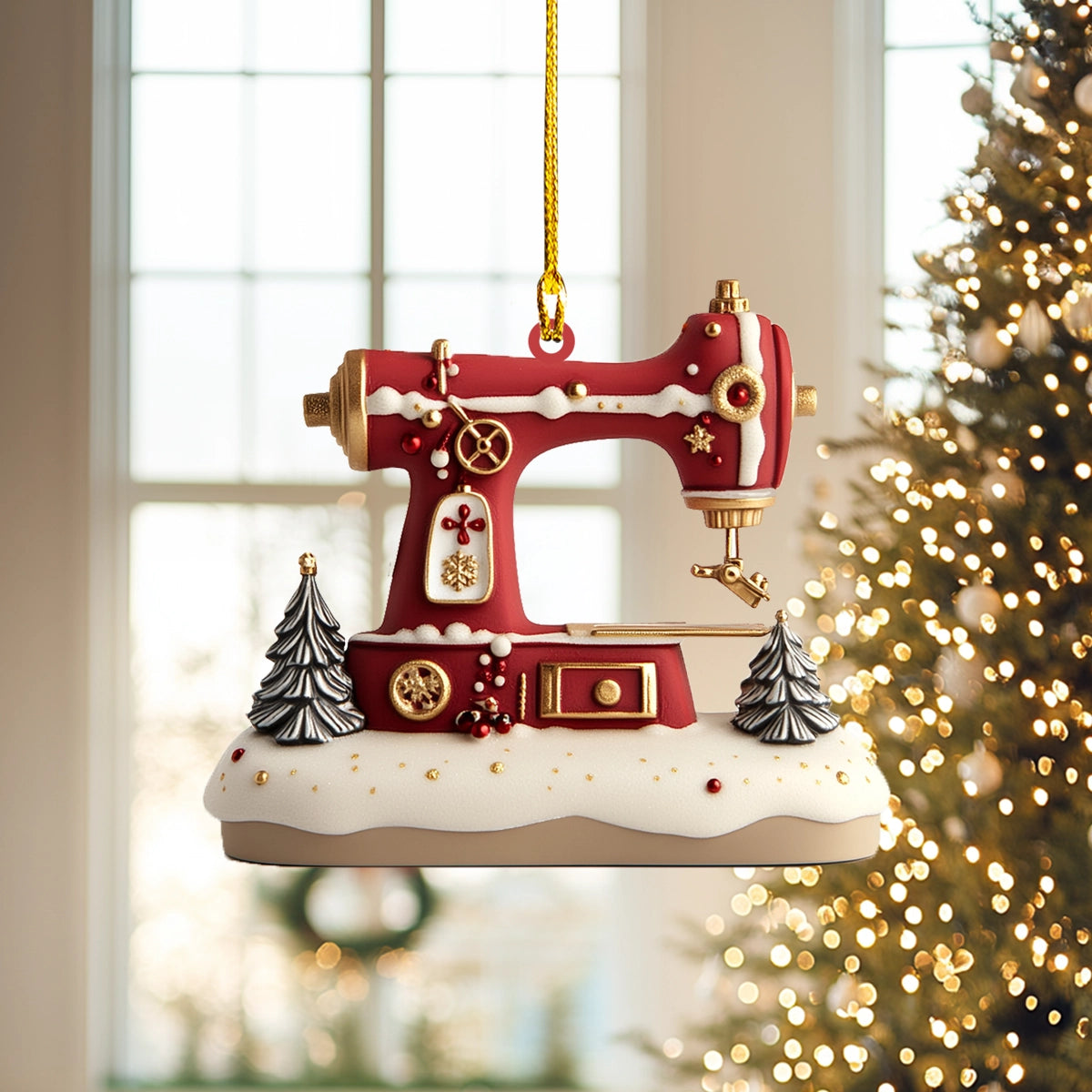 Shineful 2D Acrylic Ornament Christmas Vibe Sewing Machine