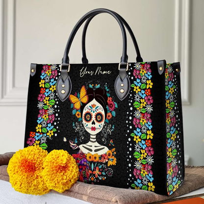 Shineful Leather Bag Floral Skull Celebration