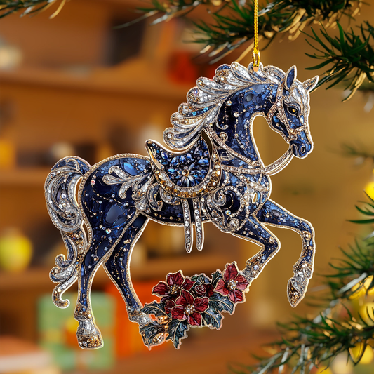 Shineful 2D Acrylic Ornament - Majestic Navy Horse Blossom