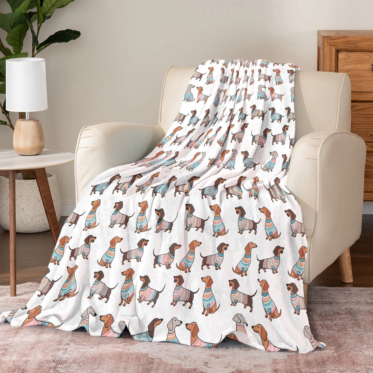 Shineful Fleece Blanket Playful Dachshunds