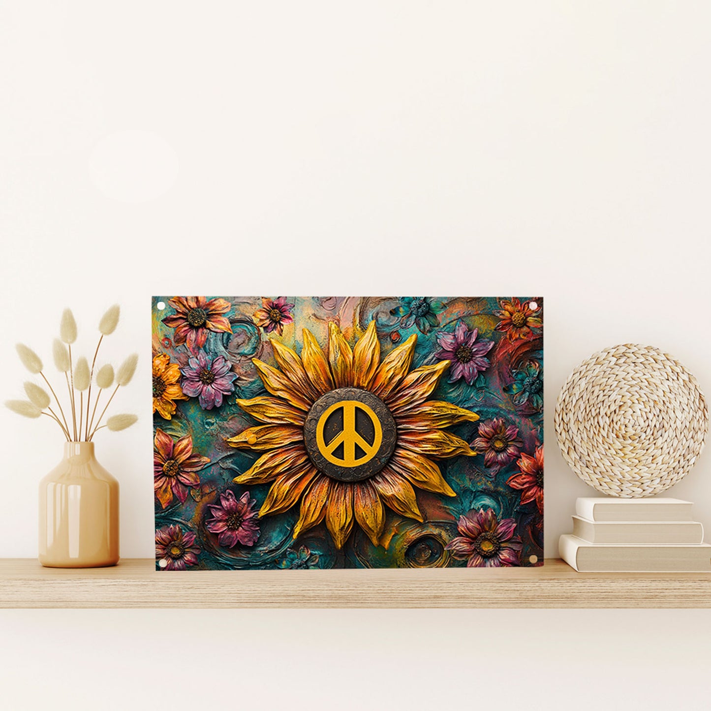 Shineful 2D Metal Sign Peaceful Sunflower Vibes