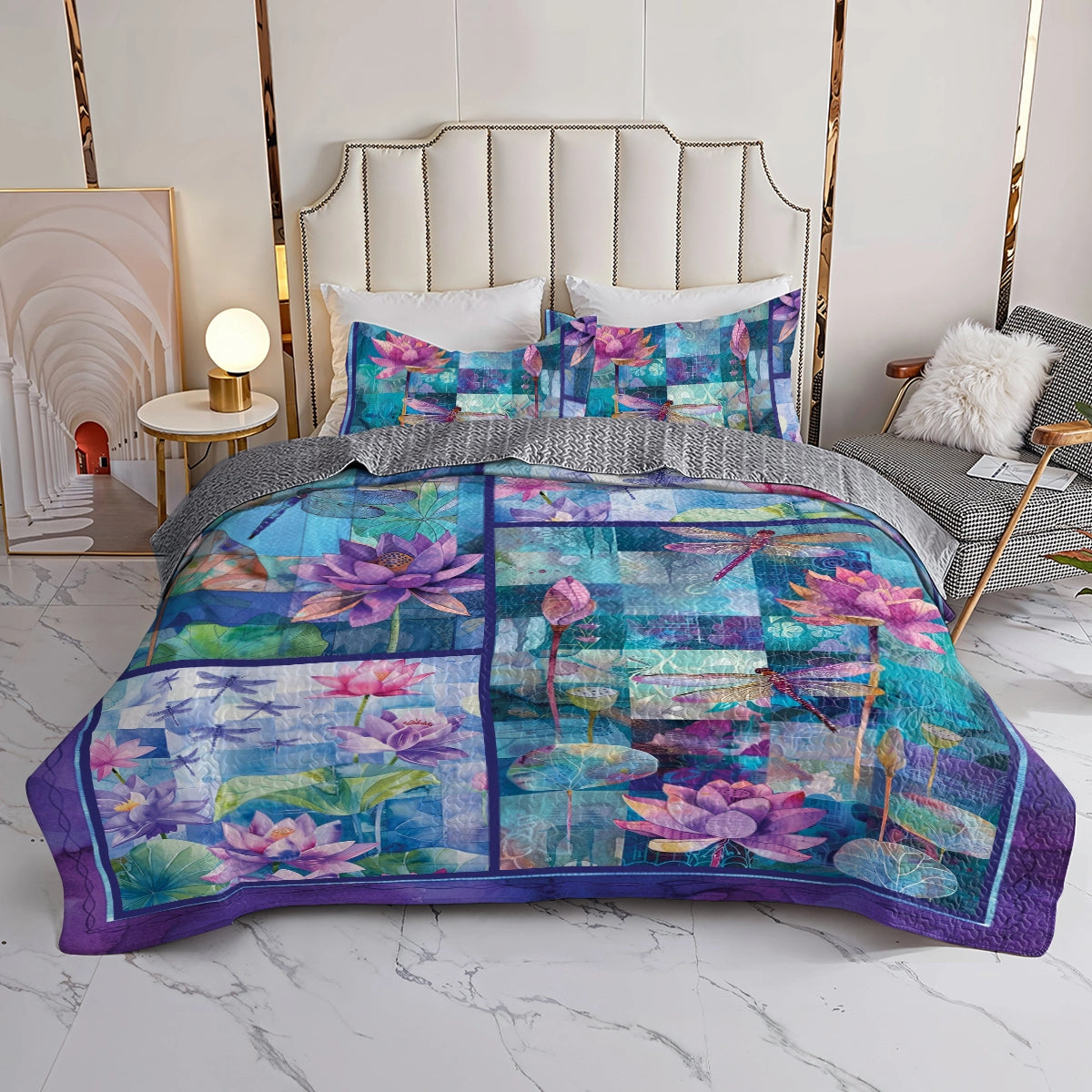 Shineful All Season Quilt 3-teiliges Set Lotus Libelle Serenity