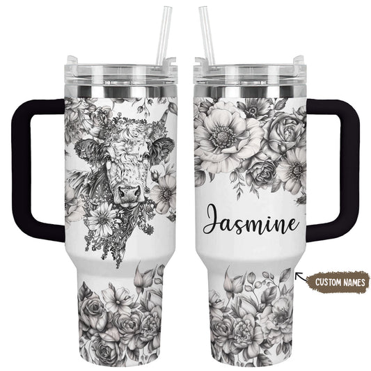 Shineful Tumbler Personalized Rustic Cow