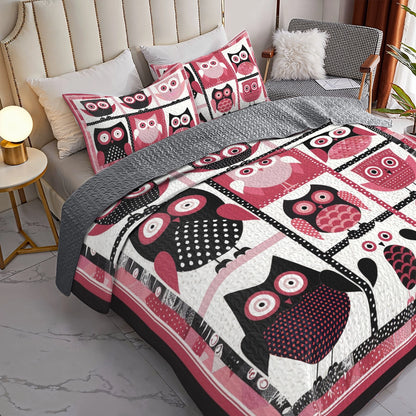 Shineful All Season Quilt 3-Piece Set Charming Owl