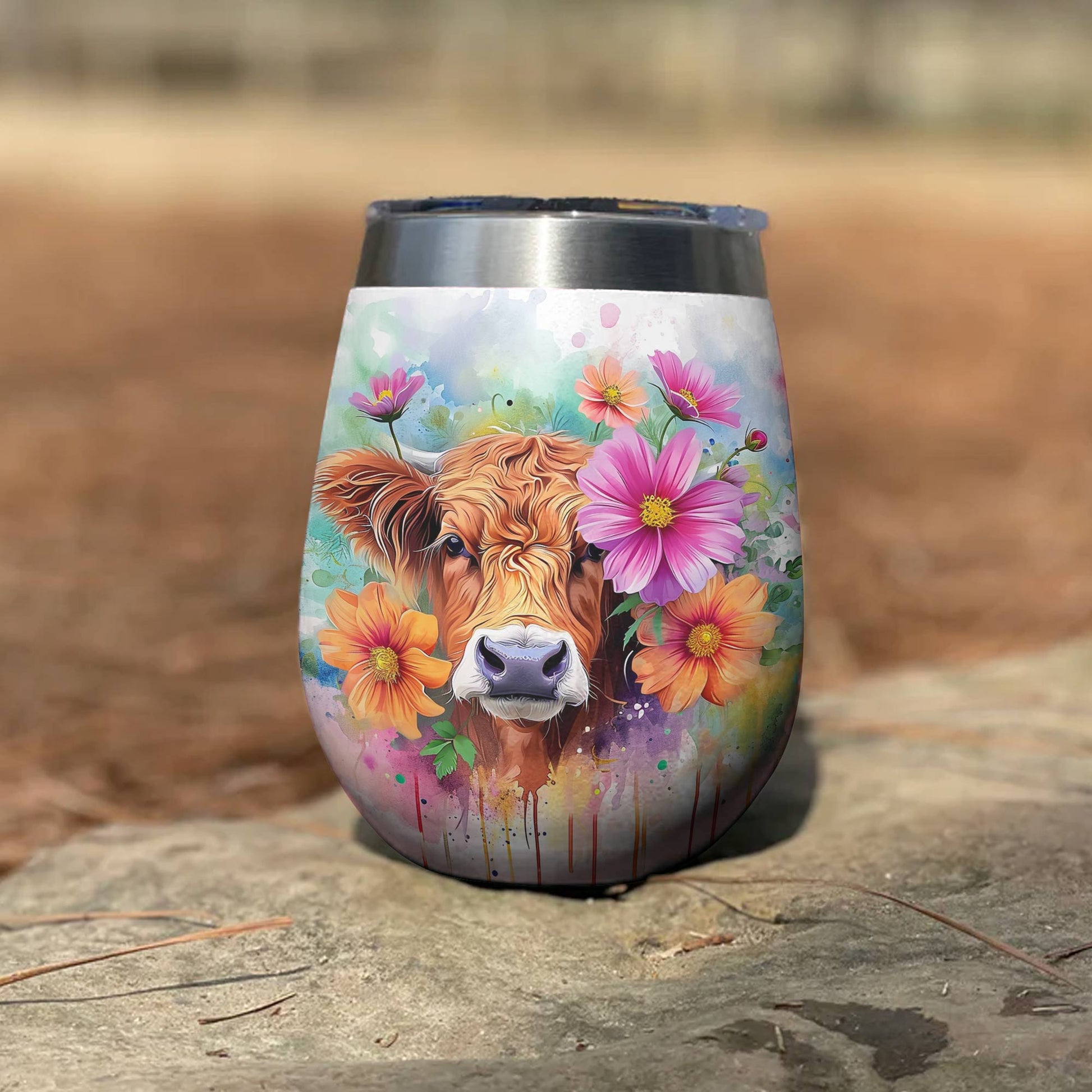 Highland Cow 12 Oz Shineful™ Floral 2 Nl09 12Oz Tumbler