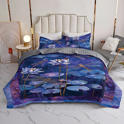 Shineful All Season Quilt 3-Piece Set Midnight Dragonfly Dreams