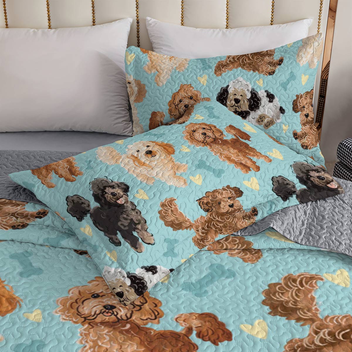 Shineful All Season Quilt 3-Piece Set Poodle Cute