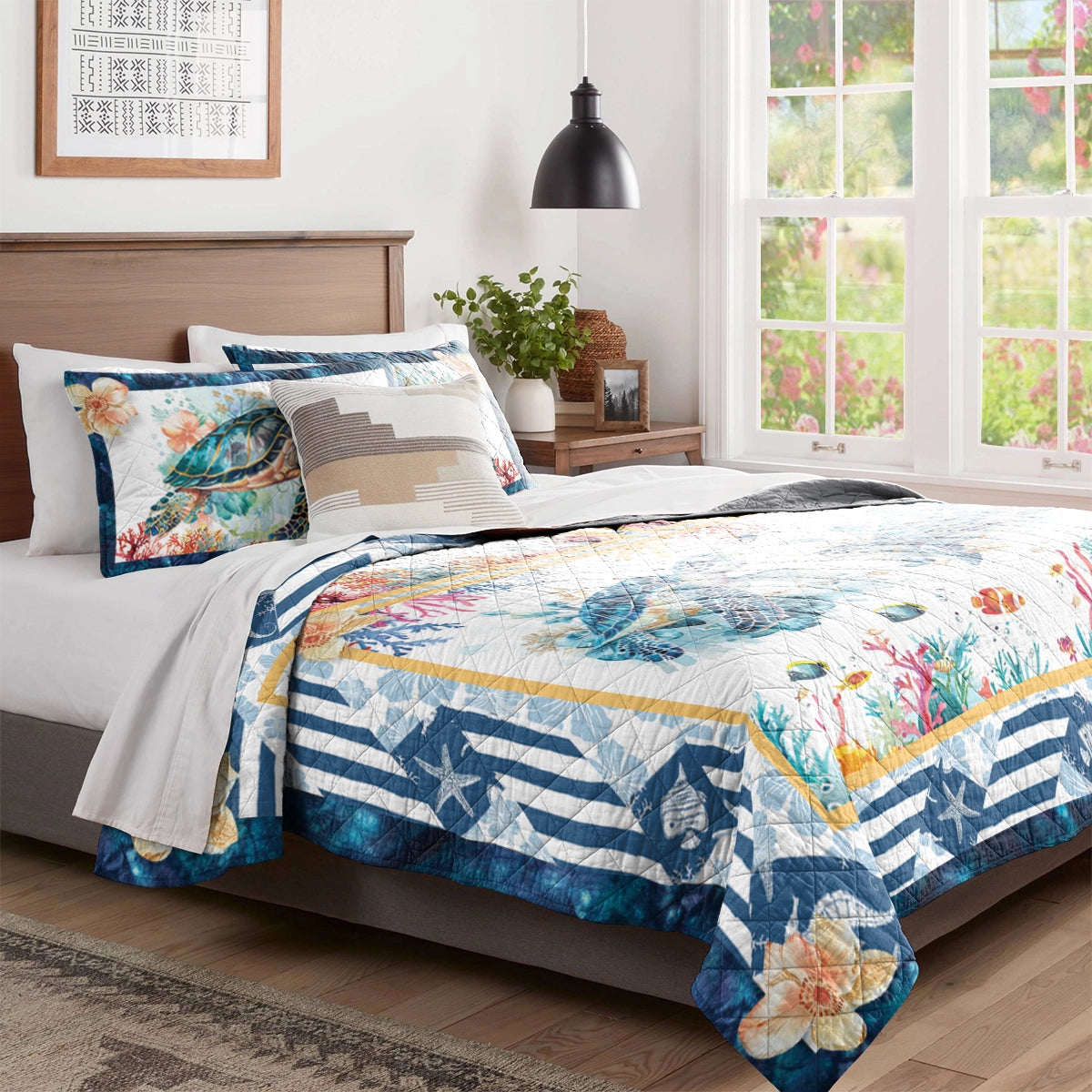 Shineful All Season Quilt 3-Piece Set Serene Sea Turtle