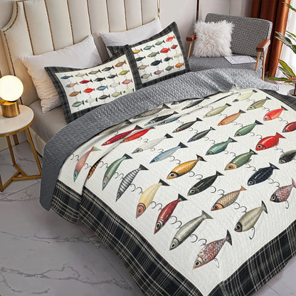 Shineful All Season Quilt 3-Piece Set Fish Frenzy