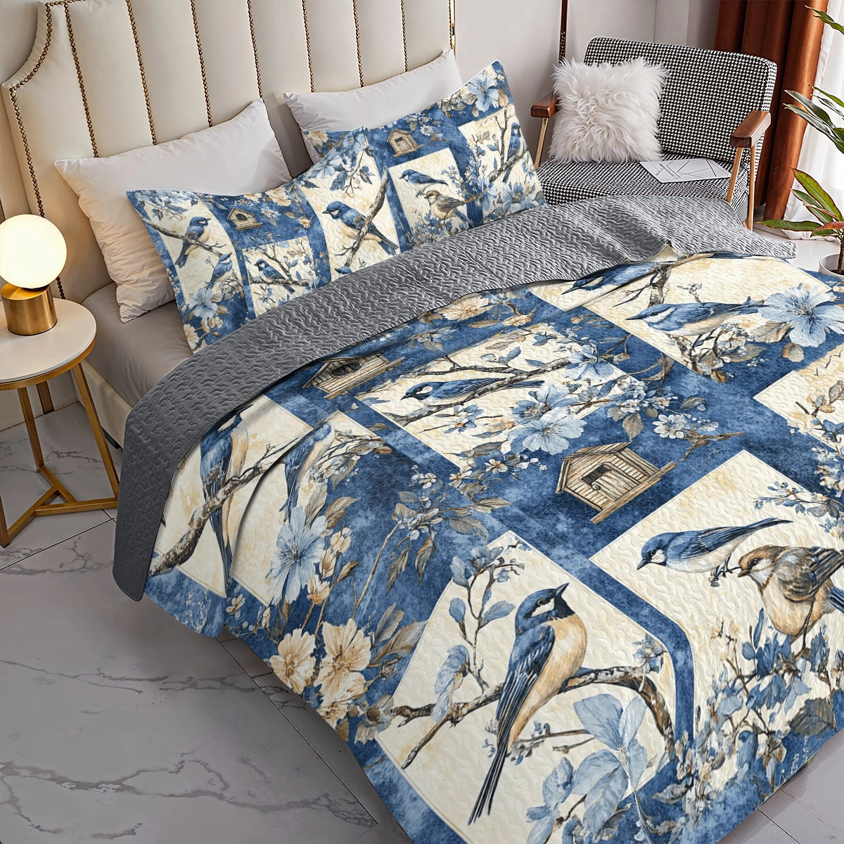 Shineful All Season Quilt 3-Piece Set Bluebird Serenade