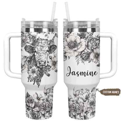 Shineful Tumbler Personalized Rustic Cow