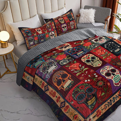 Shineful All Season Quilt 3-Piece Set Heritage Sugar Skull