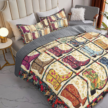 Shineful All Season Quilt 3-Piece Set Floral Cowgirl Dreams