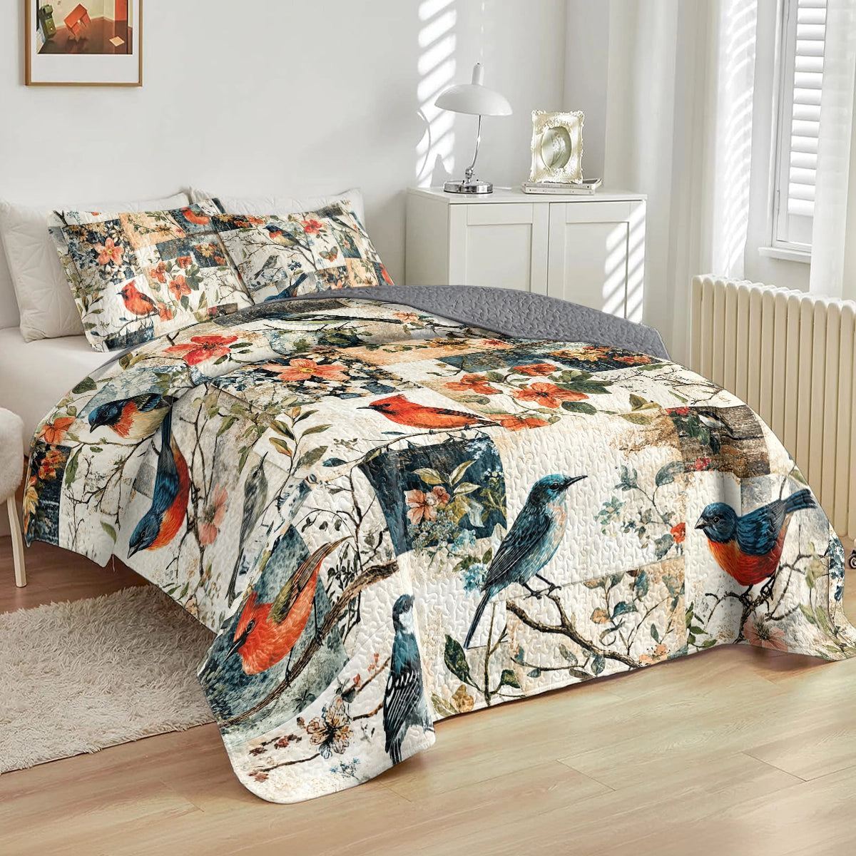 Shineful All Season Quilt 3-Piece Set Vintage Birdsong Bliss