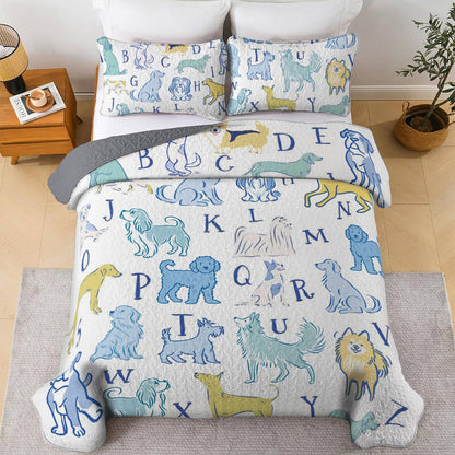 Shineful All Season Quilt 3-Piece Set ALPHABET DOG