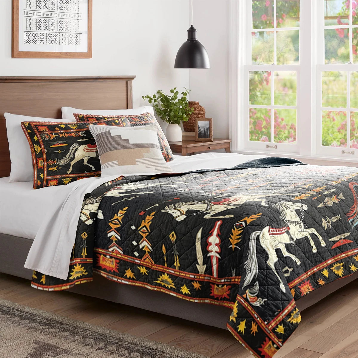 Shineful All Season Quilt 3-Piece Set Horse Wild West