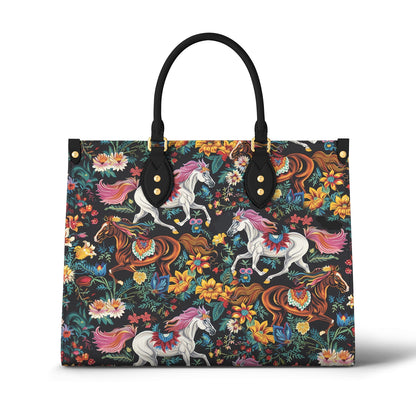 Shineful Leather Bag Vibrant Floral Horse