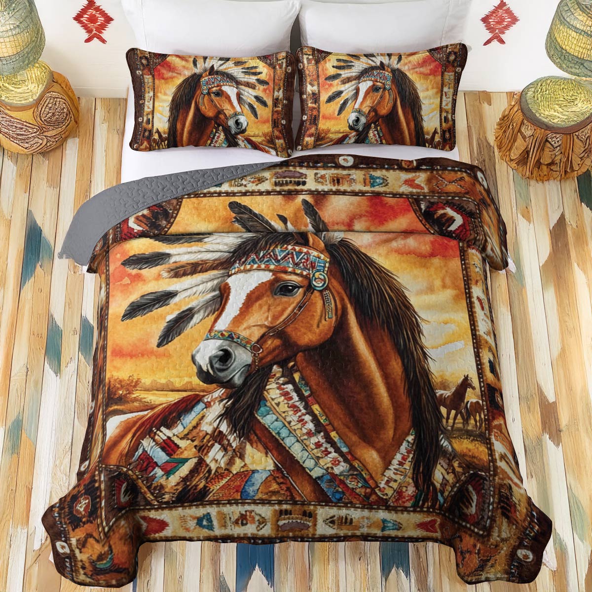 Shineful All Season Quilt 3-Piece Set Spirit Horse