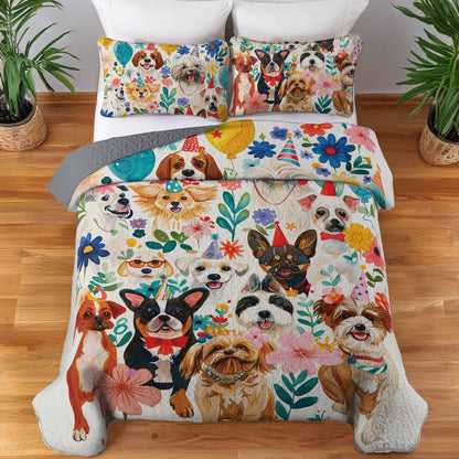 Shineful All Season Quilt 3-Piece Set Puppy Party