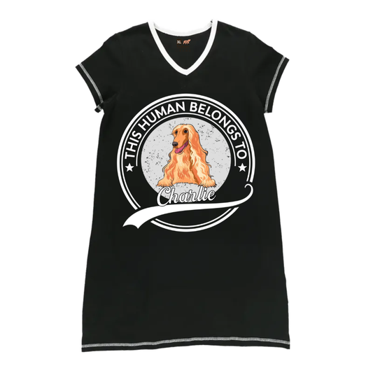 Dog Lovers - Human Belongs To Version 2 Personalized Women’s V-Neck Nightshirts V-Neck Women’s