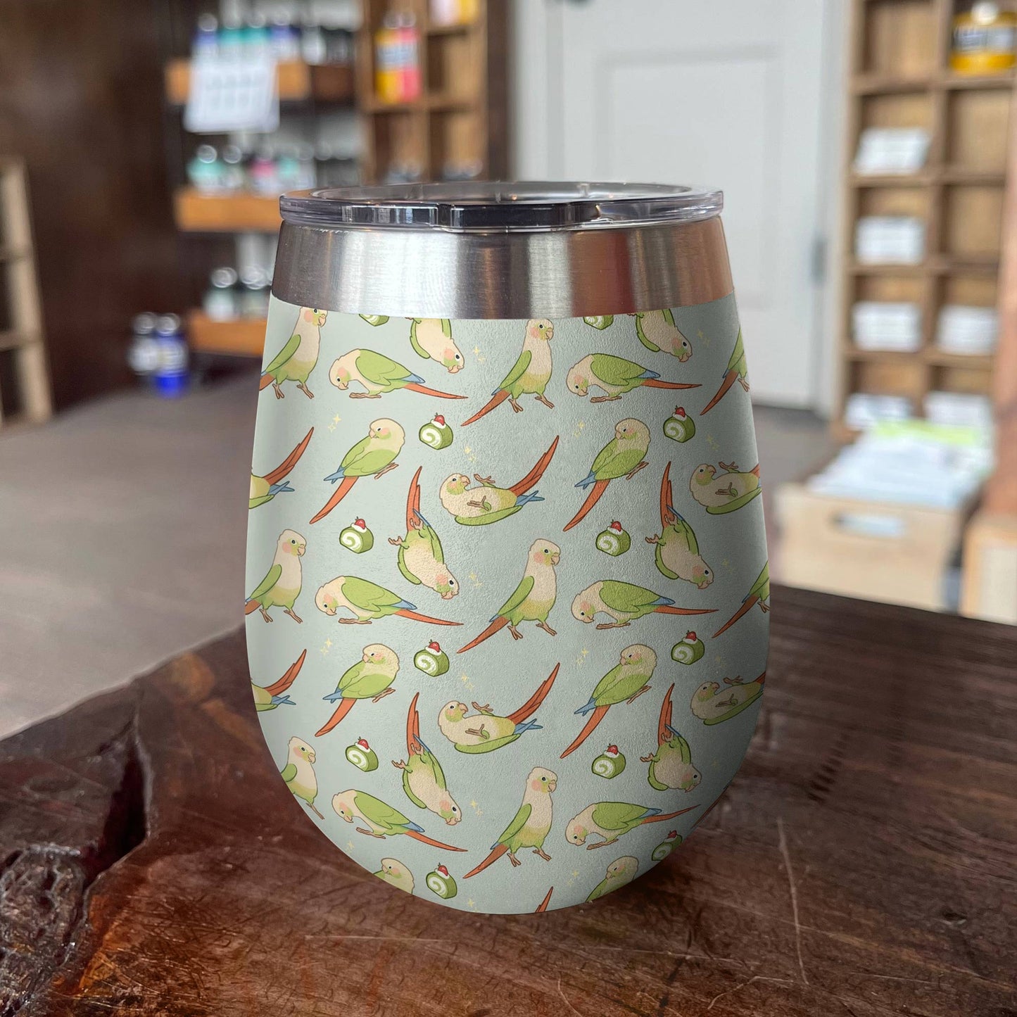 Shineful Wine Tumbler Charming Parakeet