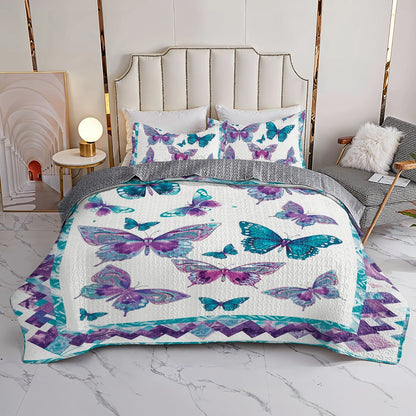 Shineful All Season Quilt 3-Piece Set Ethereal Butterfly Symphony