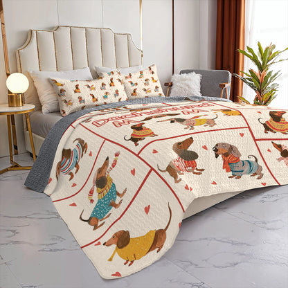 Shineful All Season Quilt 3-Piece Set Dachshund Doodles