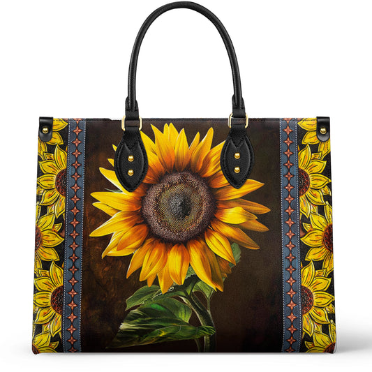 Glänzende Ledertasche Sonnenblume Faith Hope