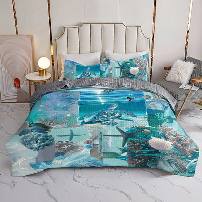 Shineful All Season Quilt 3-Piece Set Ocean Serenity