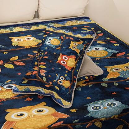 Shineful All Season Quilt 3-Piece Set - Autumn Owls