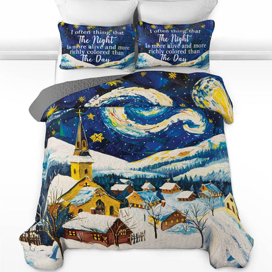 Shineful All Season Quilt 3-Piece Set Starry Village