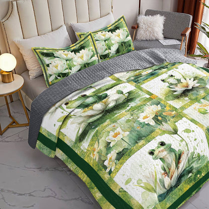 Shineful All Season Quilt 3-Piece Set Lily Pond Bliss