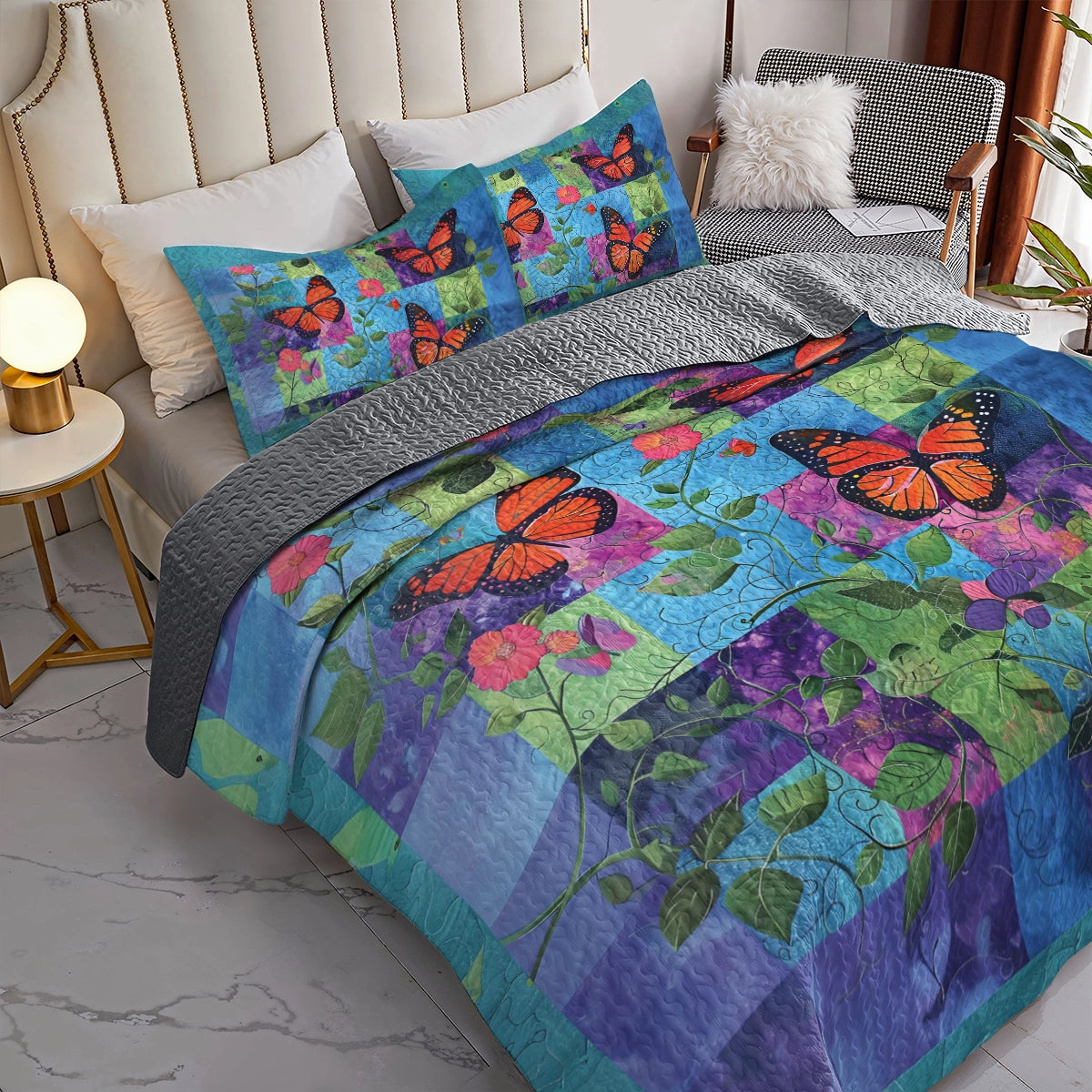 Shineful All Season Quilt 3-Piece Set Butterfly Haven