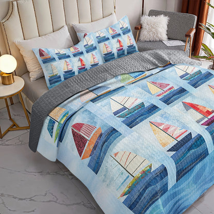 Shineful All Season Quilt 3-Piece Set Sailing Breezy Sails