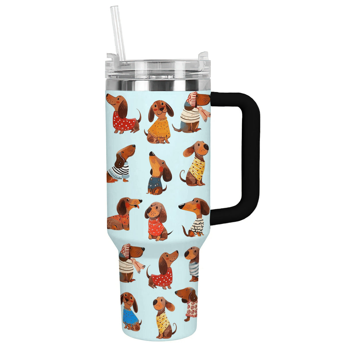 40 Oz Dachshund Shineful™ Tumbler Dachshunds Blue Nl09 Black 40Oz