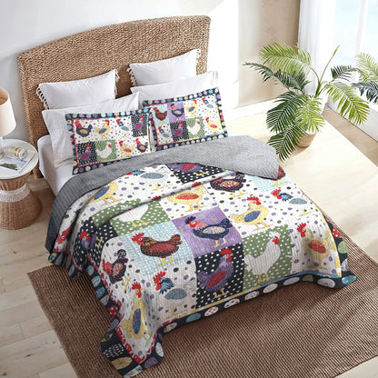 Shineful All Season Quilt 3-teiliges Set Countryside Chicken