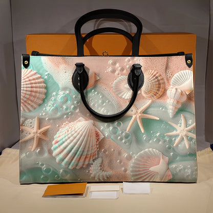 Shineful Leather Bag Vibrant Seashell Beach