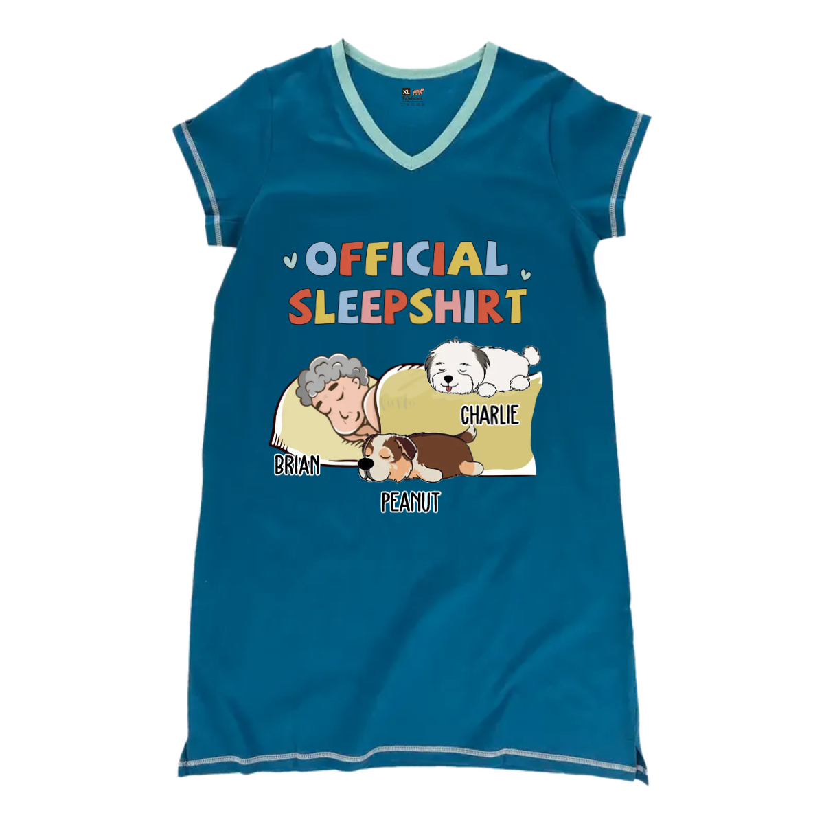 Dog Lovers - Sleeping Sleepshirt Version 2 Personalized Women’s V-Neck Nightshirts V-Neck