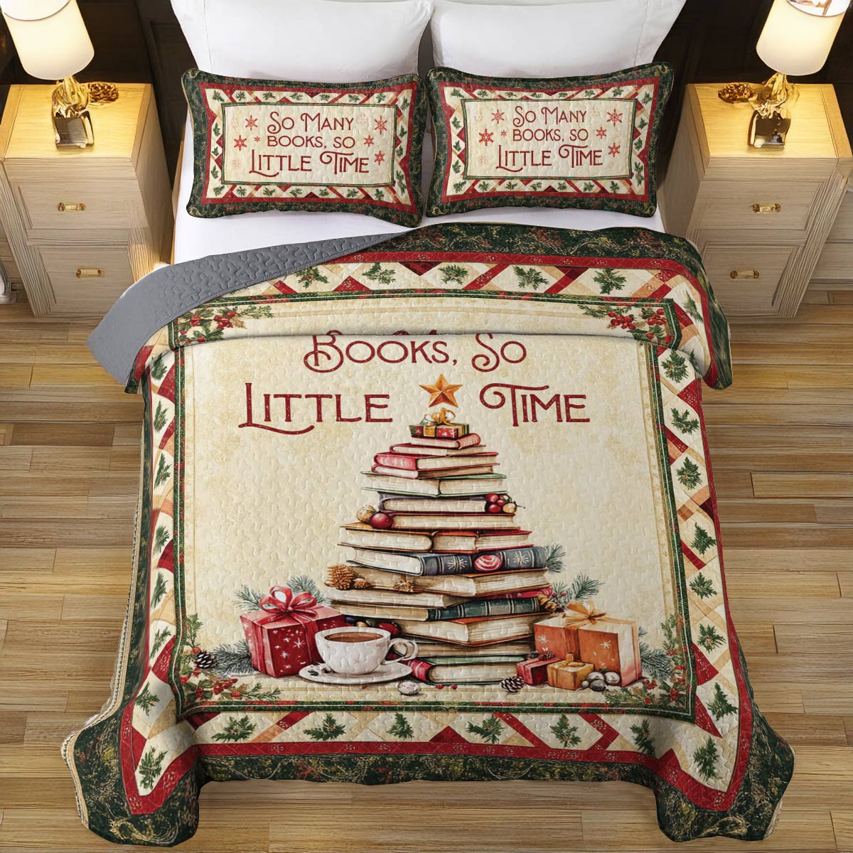 Shineful All Season Quilt 3-Piece Set Book Lover's Christmas