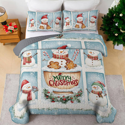 Shineful All Season Quilt 3-Piece Set Merry Snowman