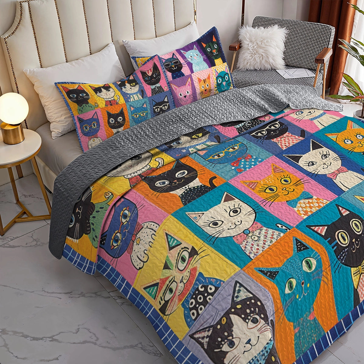 Shineful All Season Quilt 3-Piece Set Purrfectly Playful Cats