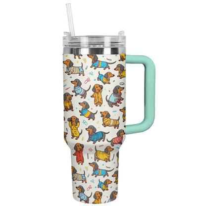 40 Oz Dachshund Shineful™ Tumbler Happy Dachshunds Nl09 Turquoise Blue 40Oz