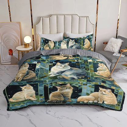 Shineful All Season Quilt 3-Piece Set Cat Purrfect Companions