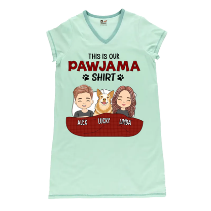 Pet Lovers - Pawjama Shirt Couple Personalized Women’s V-Neck Nightshirts V-Neck Women’s Nightshirts