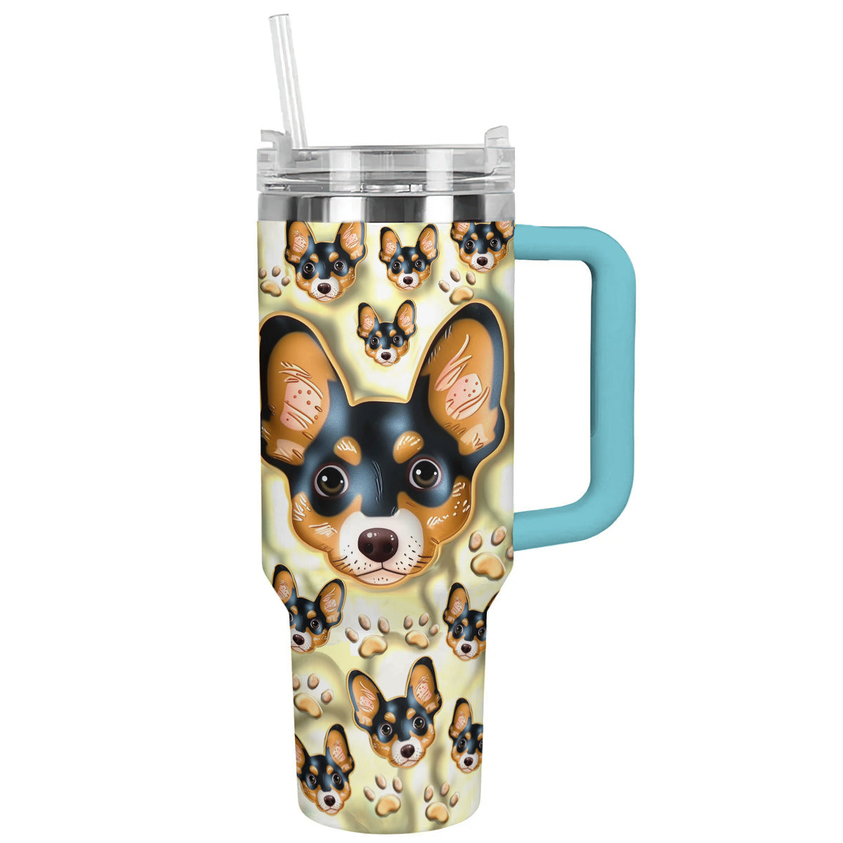 40 Oz Dachshund Shineful™ Tumbler Dachshunds 3D Nl09 Sky Blue 40Oz